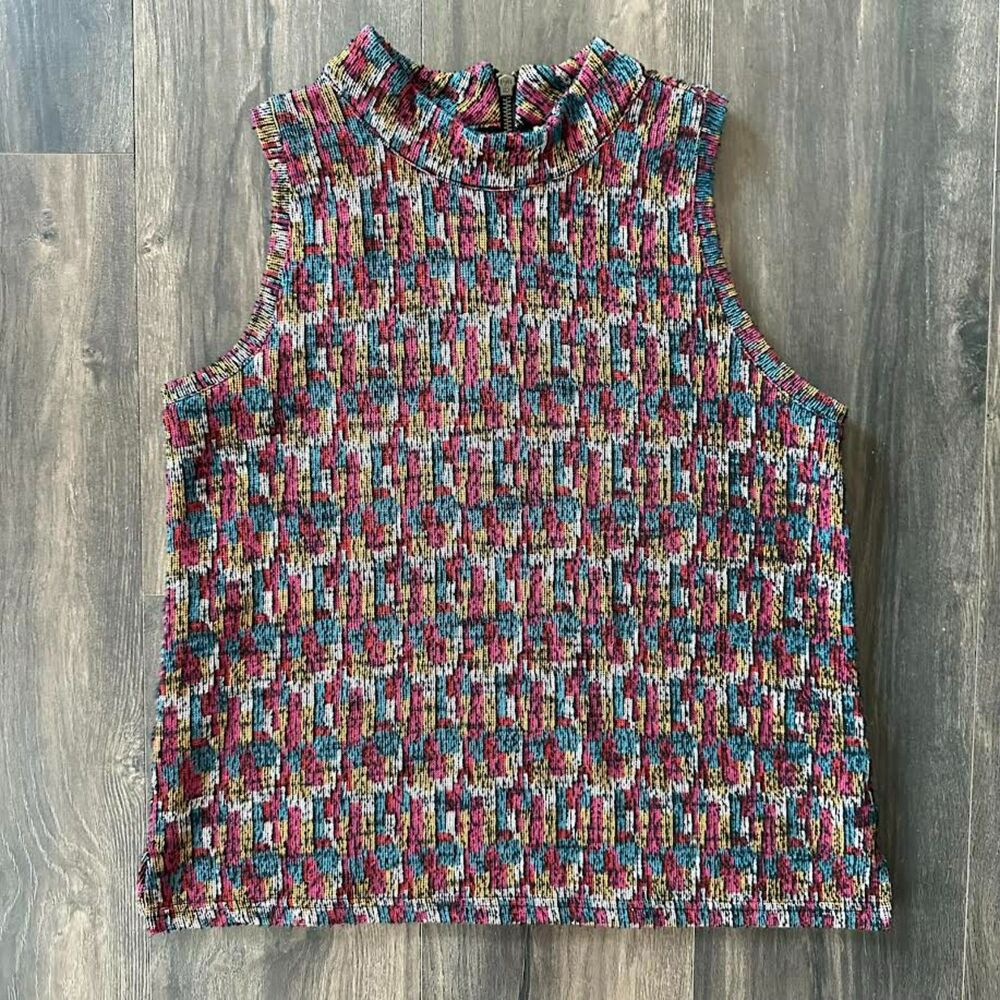 Anthropologie Akemi + Kin Petra Jacquard Top Chunky Knit Mock Neck Small Blouse - Picture 3 of 10